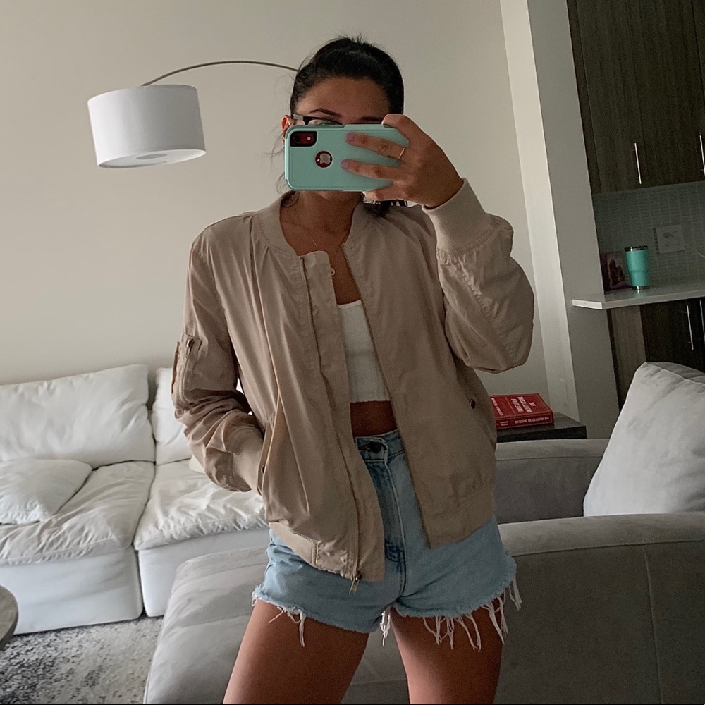 SOLD* Nude Tan Bomber Jacket